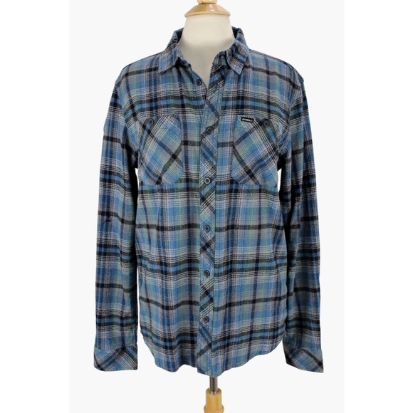 NWT O'Neill Whittaker Flannel Shirt mens Small Standard Fit Hydro Blue Plaid - Picture 1 of 16